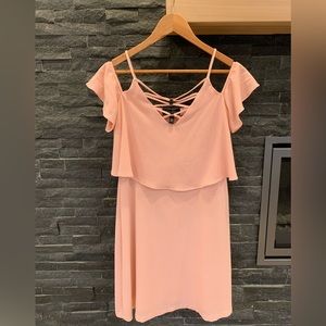 Pink Front Lace Up Dress